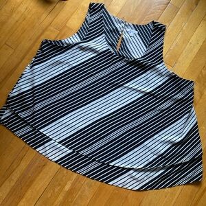 2X Striped Black and White Women's Top